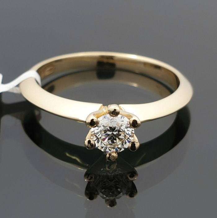 Geltono aukso sužadėtuvių žiedas su deimantu (2159)