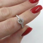  White Gold Halo Ring with Cognac Diamond (2069) 2