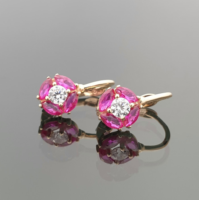 Auksiniai auskarai su rožinėmis akutėmis (1108)
