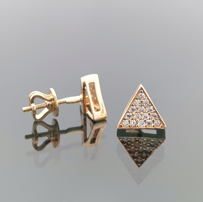 Auksiniai auskarai "Trikampiai" su užsukamais užsegimais (1133)