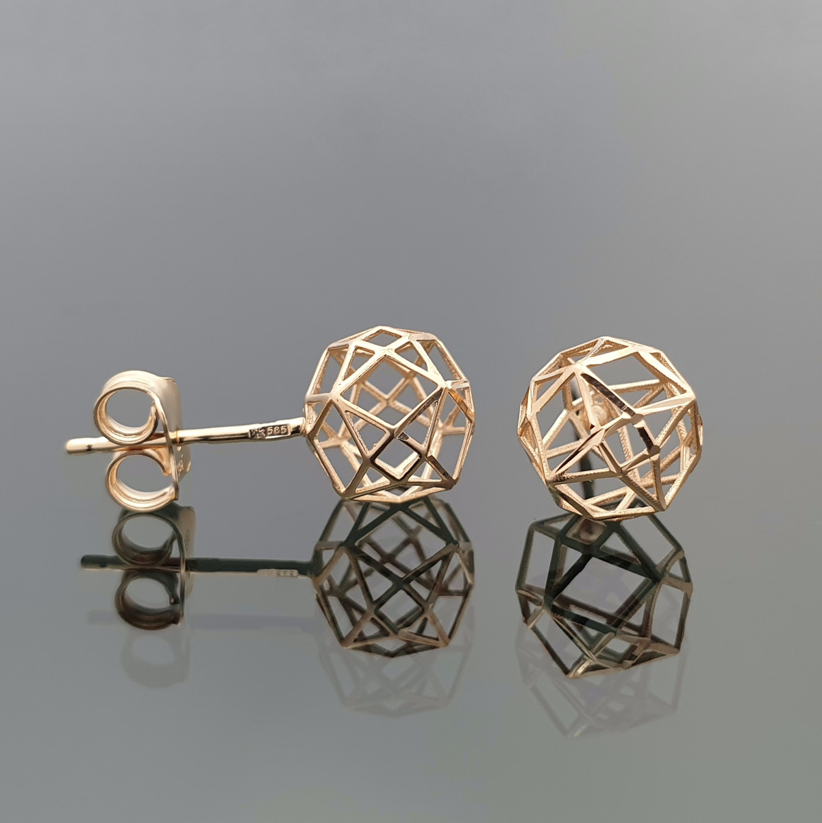 Gold openwork earrings "Bubbles" (1148)