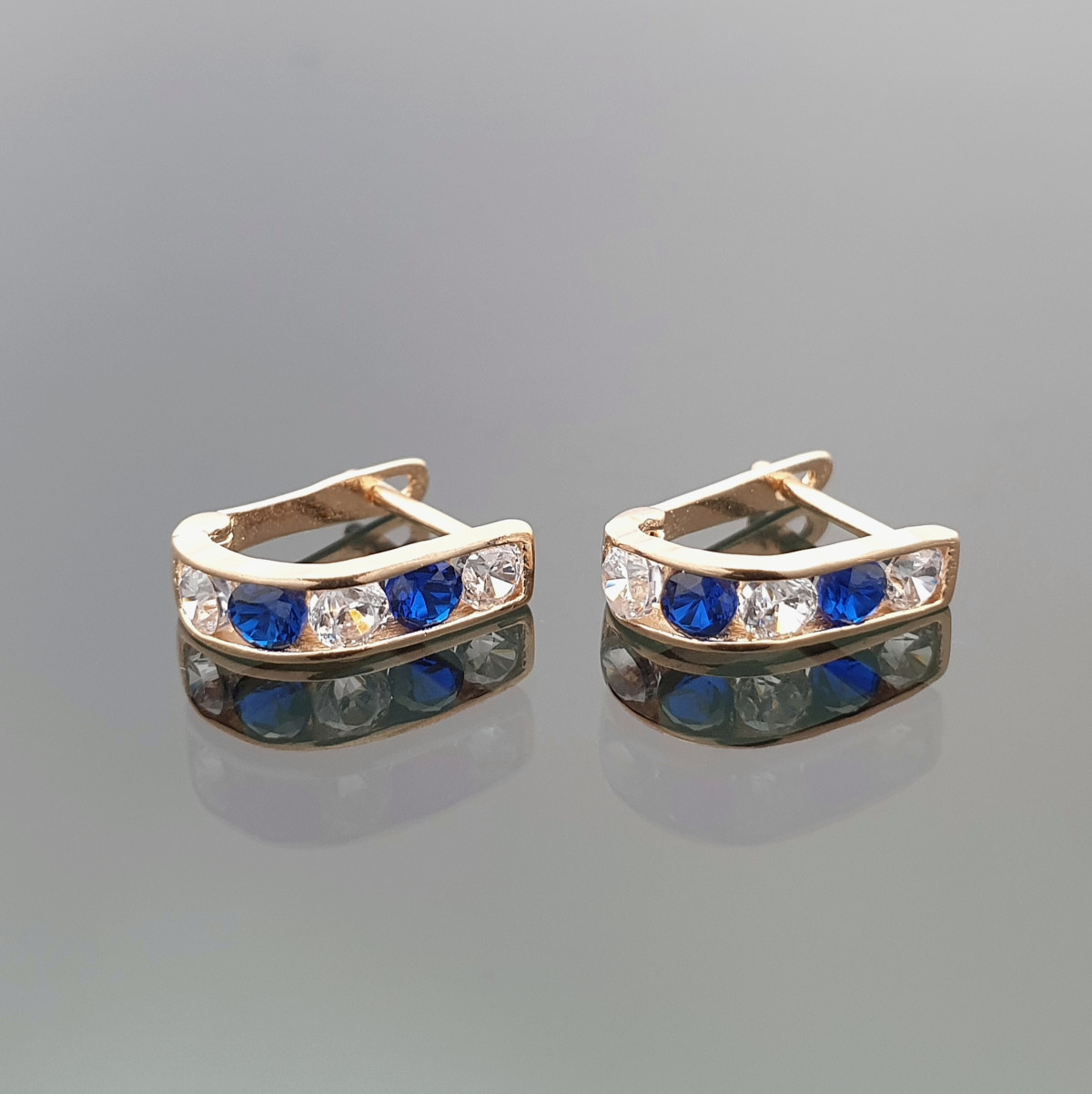 Auksiniai auskarai su mėlynomis akutėmis (1153)
