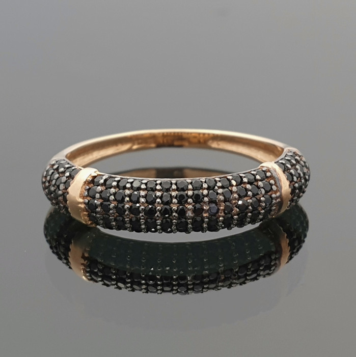 Auksinis žiedas su juodomis akutėmis (1187)