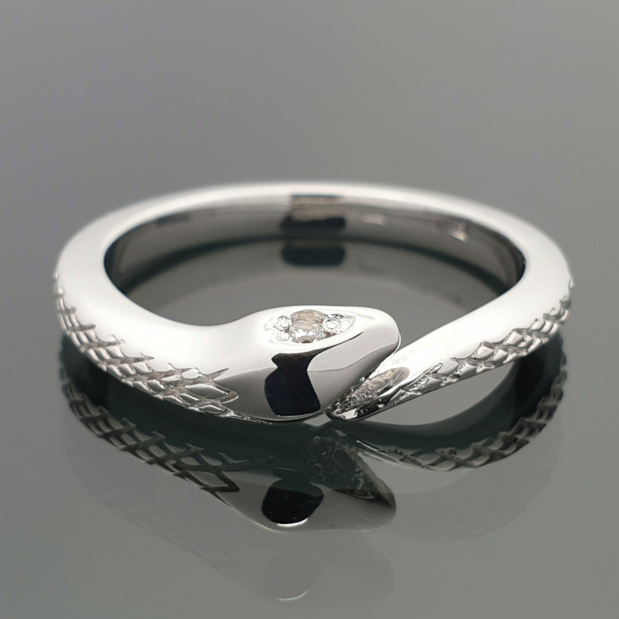 Balto aukso žiedas "Gyvatė" (1112)