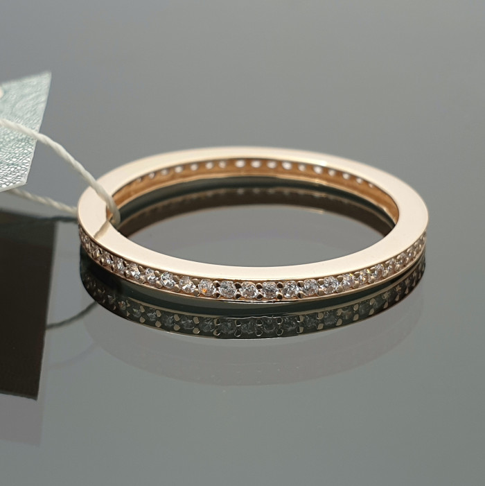 Auksinis žiedas dekoruotas akučių juostele (1114)