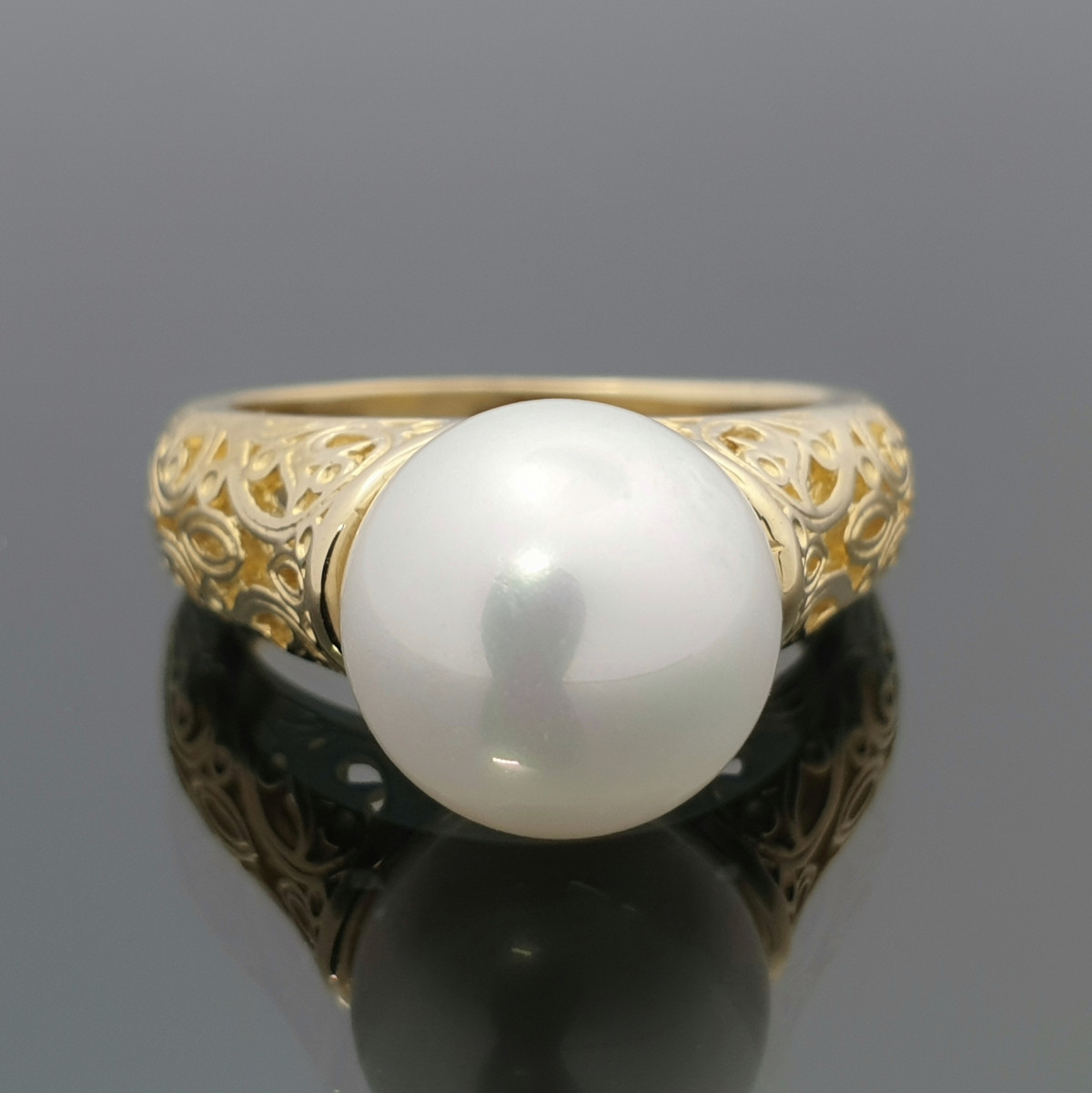 Dzeltena zelta gredzens ar pērli (1117) 1