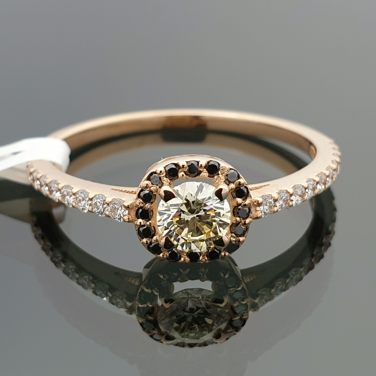 Halo sužadėtuvių žiedas dekoruotas "Fancy" briliantu (1801) 1