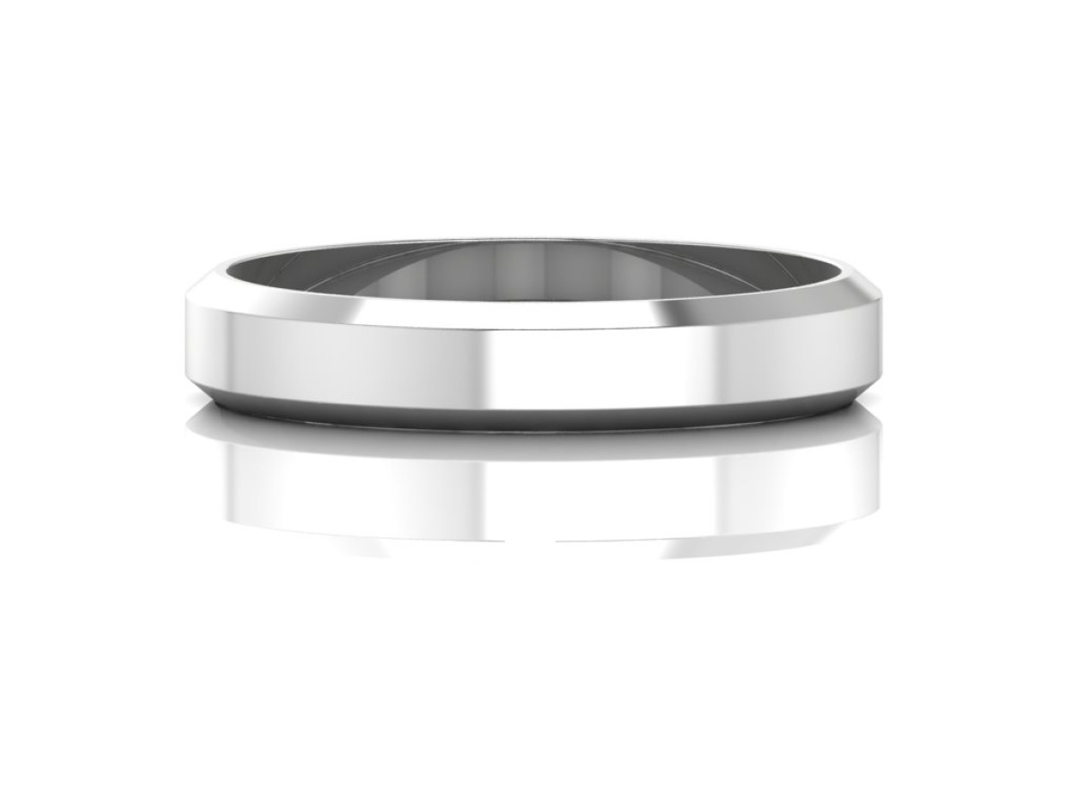 Paladžio vestuvinis žiedas nuleistomis briaunomis 4 mm, Paladžio vestuviniai žiedai, Aukso praba: 950, Žiedo plotis: 4 mm, Gaminio nuotraukoje svoris: 4.77 g - Juvelyrika internetu