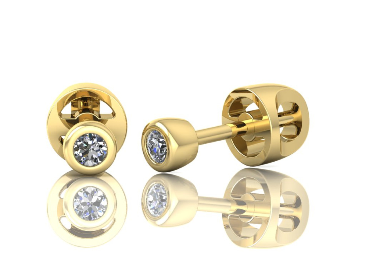 Maži auksiniai auskarai dekoruoti briliantais "Paula" (80)