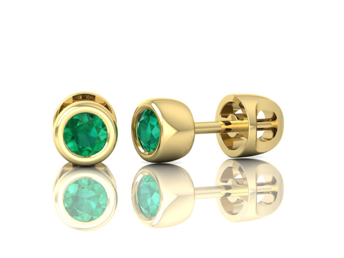 Minimalistiniai auskarai dekoruoti smaragdais su užsukamu užsegimu (91)