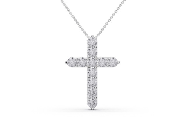 White gold chain with diamond cross (396)