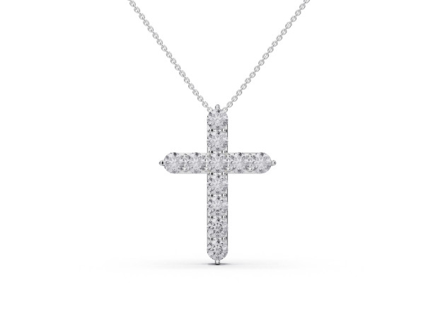 White gold chain with diamond cross pendant (395)