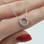  White gold chain with round diamond pendant (260) 2