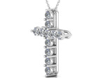 White gold chain with diamond cross pendant (327) 2