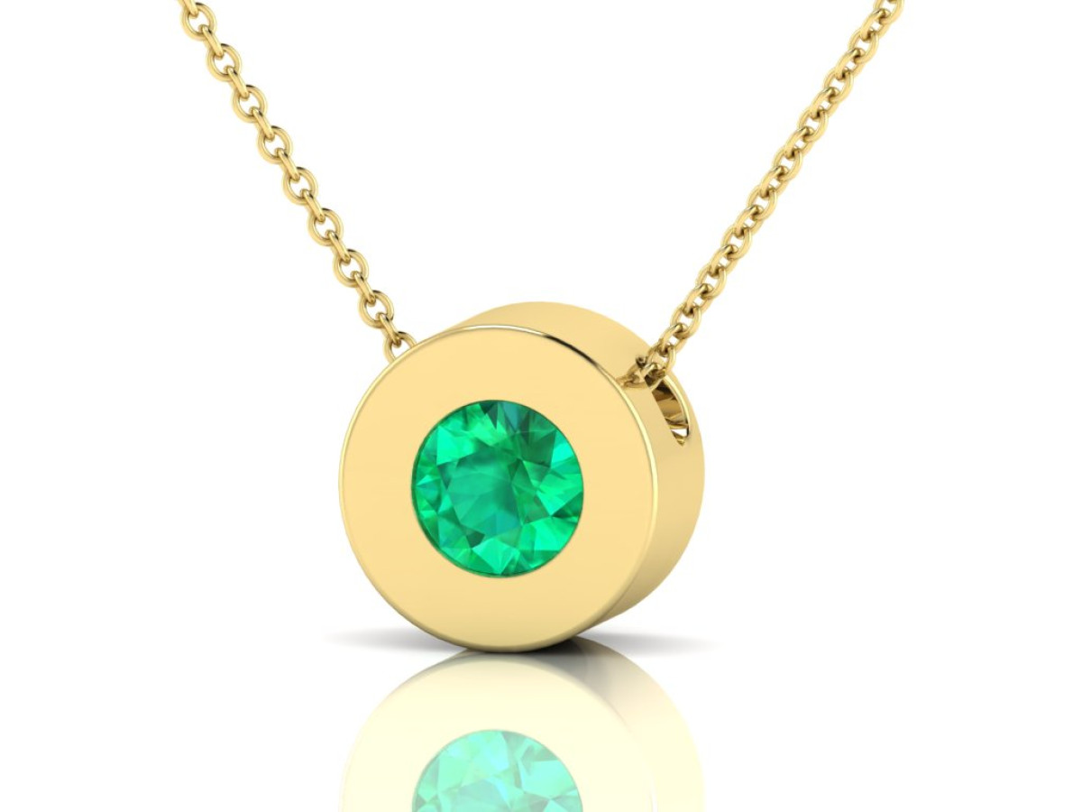 Auksinis pakabukas dekoruotas žaliu safyru "Amelija" (44)