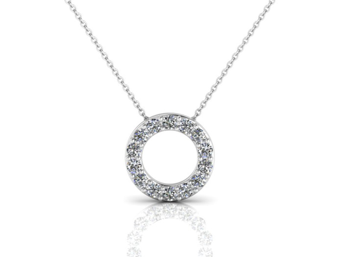 White gold chain with round diamond pendant "Areta" (261)
