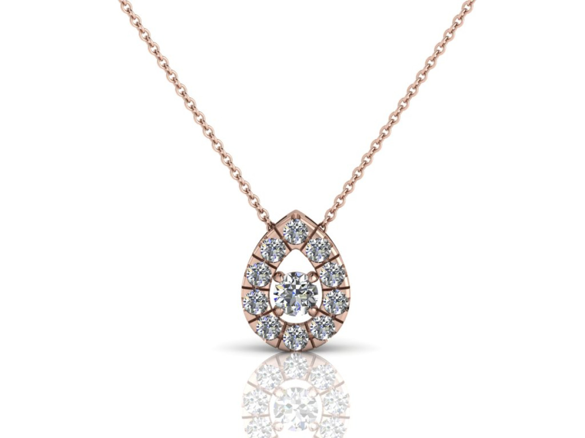 Drop-shaped diamond pendant with chain (376) 1