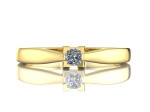 Geltono aukso sužadėtuvių žiedas dekoruotas deimantu "Klaudija" 3