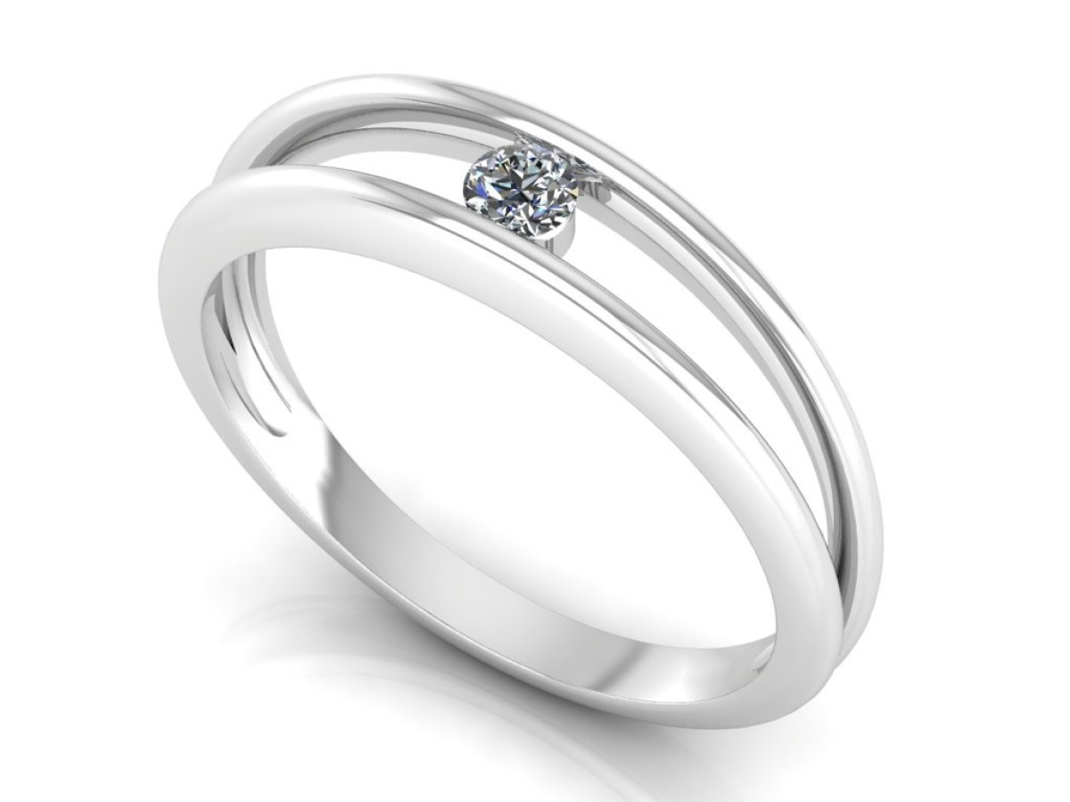 Balto aukso žiedas su deimantu "Sibilė" (2080) 1