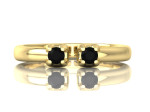 Geltono aukso sužadėtuvių žiedas dekoruotas juodais deimantais "Nelė" 3