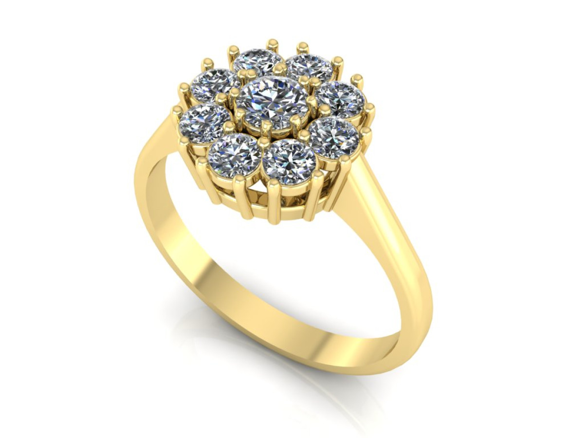Halo žiedas su deimantais "Gėlė" (2073) 1