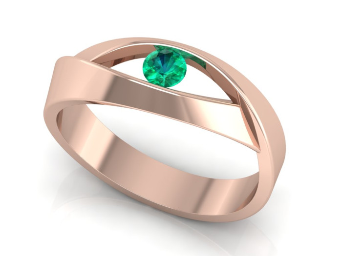 Auksinis žiedas dekoruotas smaragdu "Rusnė" (961)