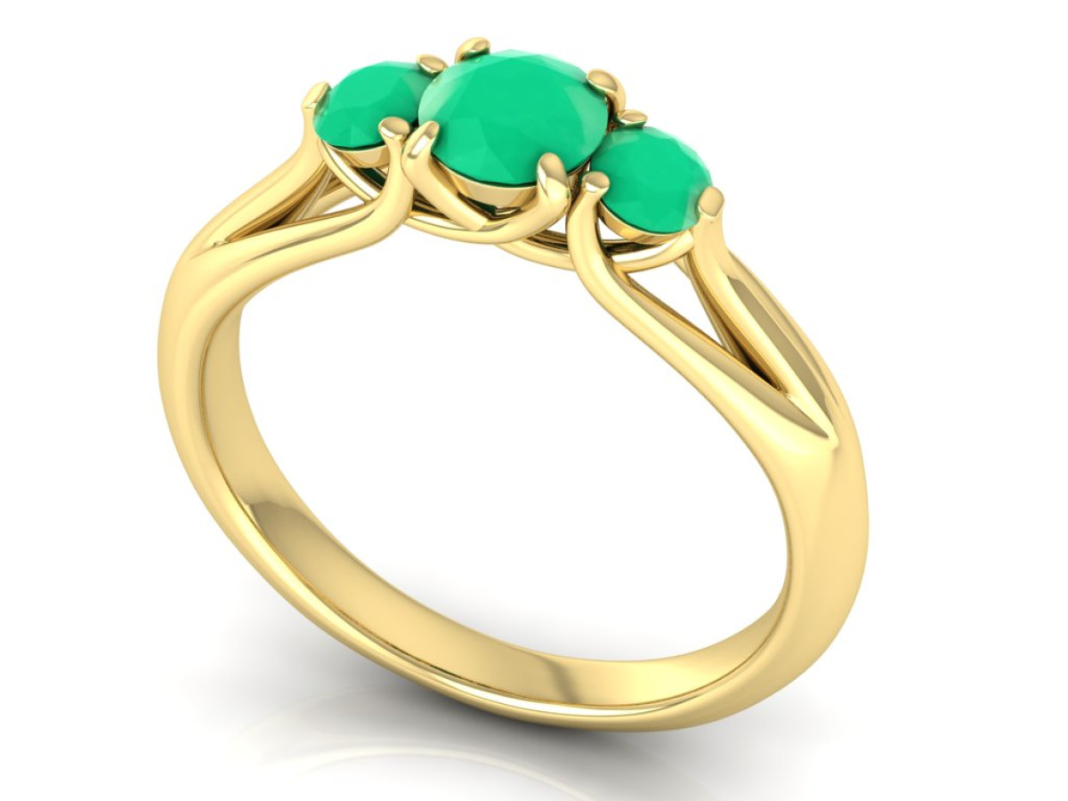Auksinis žiedas dekoruotas smaragdais "Simpatija" (972)