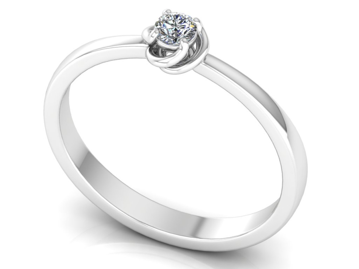 Balto aukso sužadėtuvių žiedas "Rose" su deimantu (1938) 1