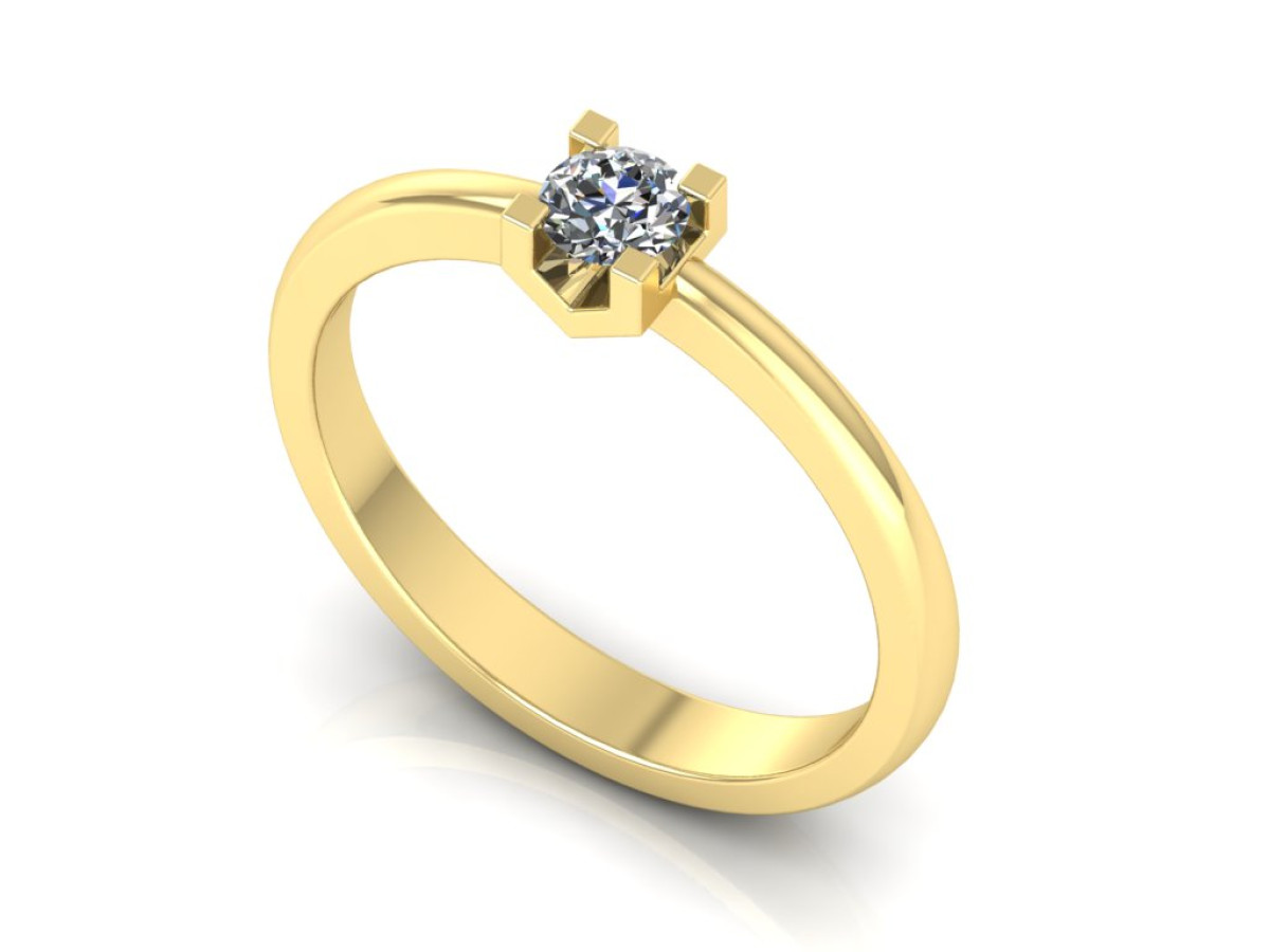 Geltono aukso sužadėtuvių žiedas su deimantu "Agnesa" (2120) 1