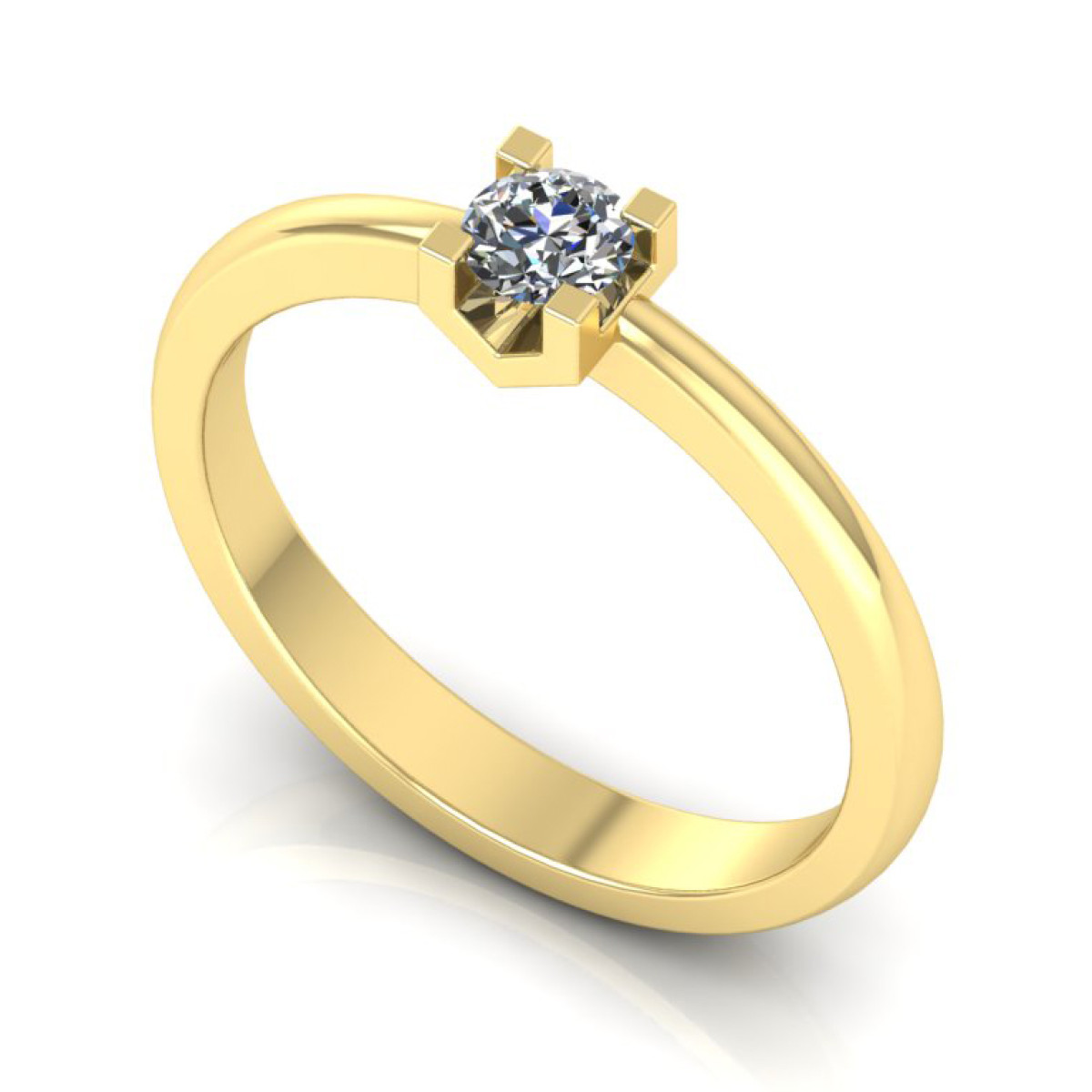 Geltono aukso sužadėtuvių žiedas dekoruotas briliantu "Agnesa"
