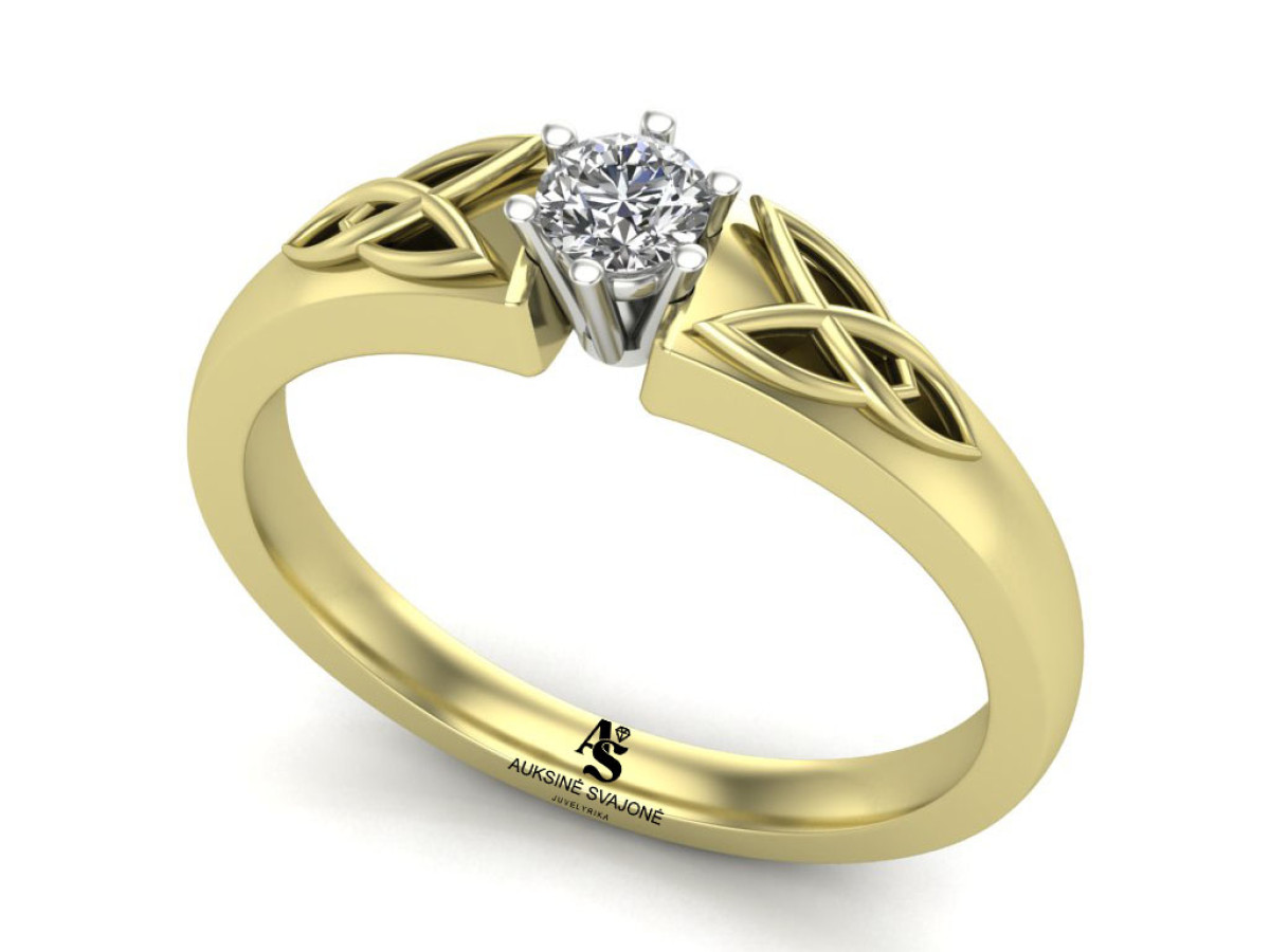 Geltono aukso sužadėtuvių žiedas su deimantu "Emilija" (1937)