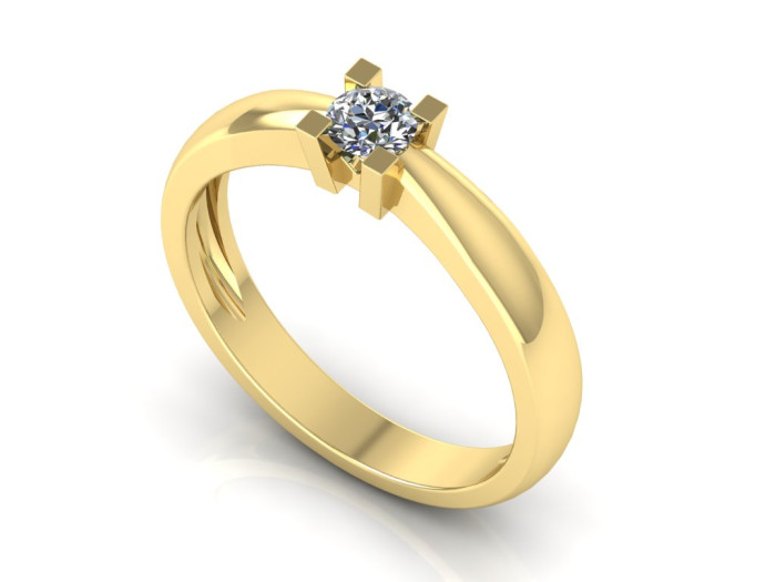 Geltono aukso sužadėtuvių žiedas dekoruotas briliantu "Adelina" (1328)