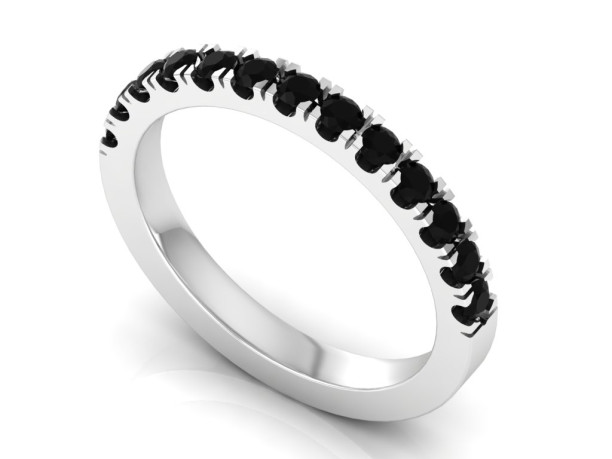 Balto aukso žiedas dekoruotas juodų deimantų juostele "Adelė" (2217)