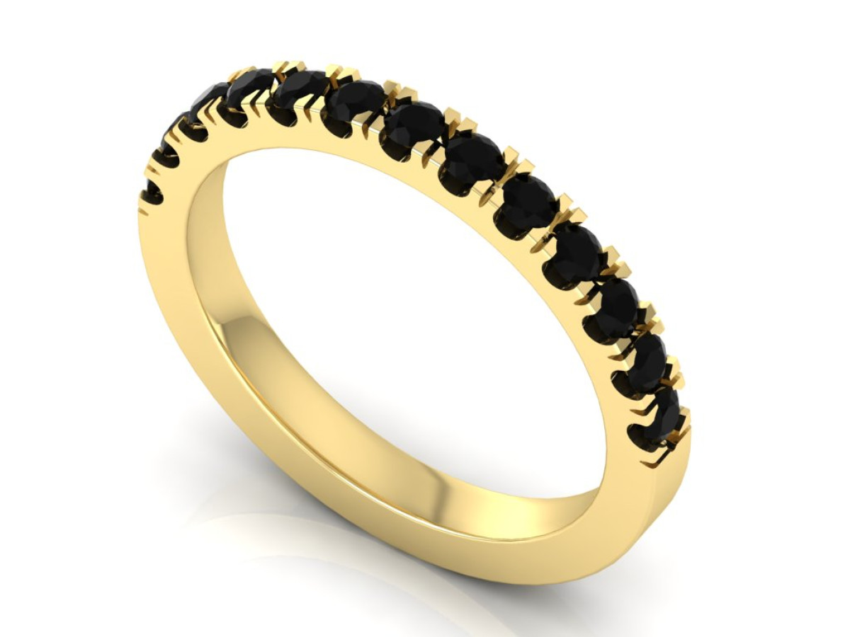 Geltono aukso žiedas dekoruotas juodų deimantų juostele "Adelė" (1726)