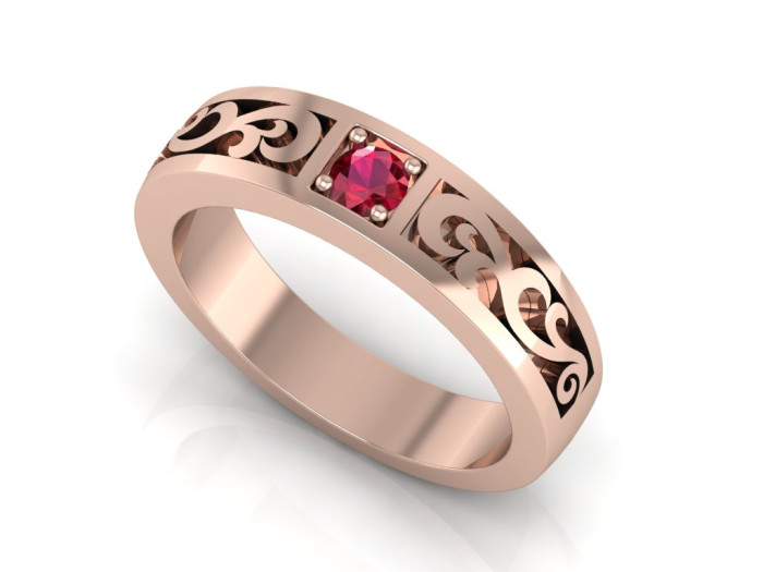 Auksinis žiedas su rubinu "Fausta" (2180)