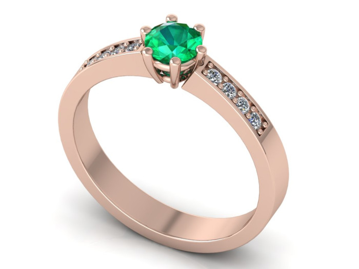 Auksinis žiedas dekoruotas smaragdu ir briliantais "Gabriela" (1107)