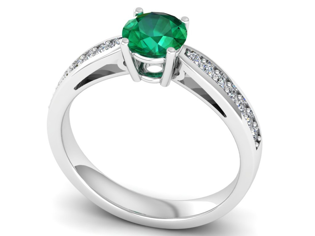 Auksinis žiedas dekoruotas smaragdu ir briliantais "Noelė" (1028) 1