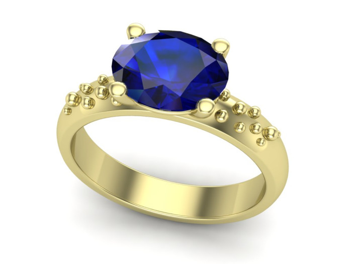 Auksinis žiedas dekoruotas safyru "Blue sky" (737)