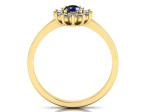 Geltono aukso žiedas dekoruotas briliantais ir safyru "Karališka gėlė" (968) 2