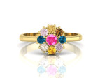 Auksinis žiedas dekoruotas spalvotais safyrais "Deina" 3