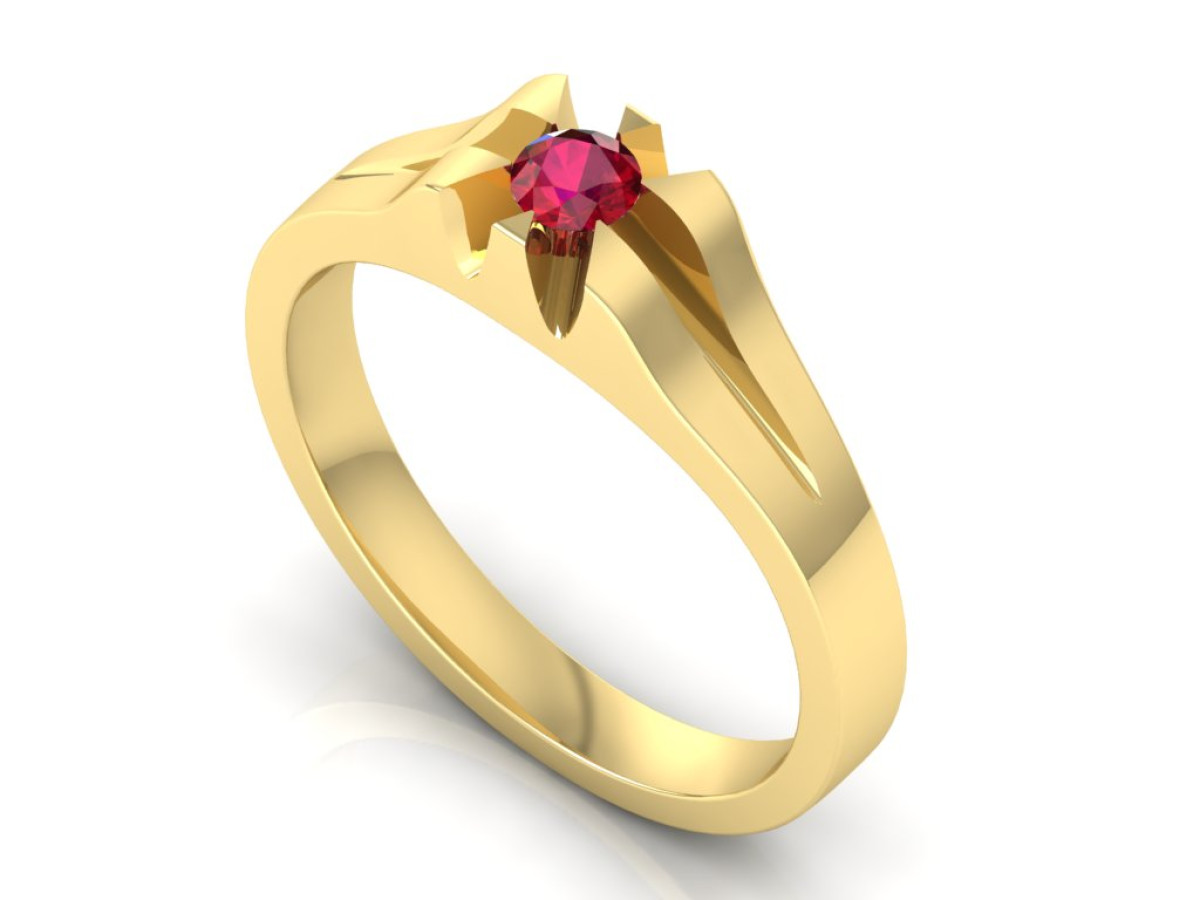 Auksinis žiedas dekoruotas raudonu safyru "Sotera" 1