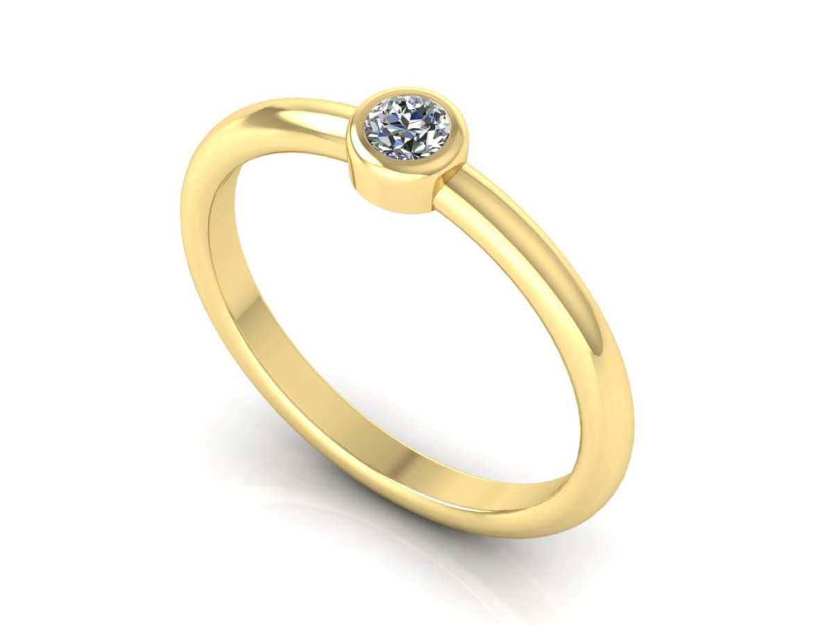 Geltono aukso sužadėtuvių žiedas dekoruotas briliantu "Sevilė" (2127)