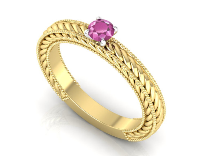 Auksinis žiedas dekoruotas rubinu "Paula"