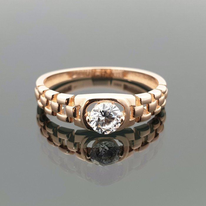 Auksinis žiedas dekoruotas cirkoni akute (762)