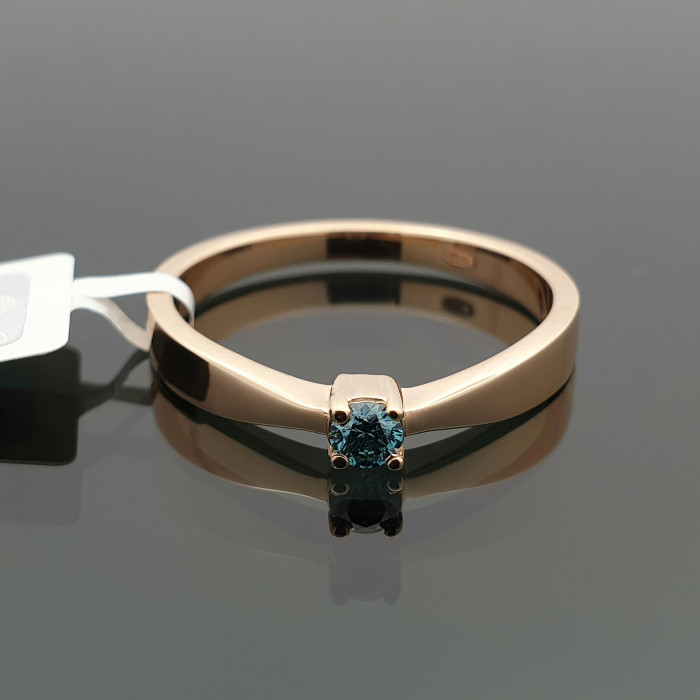 Auksinis žiedas dekoruotas mėlynu deimantu (1258)