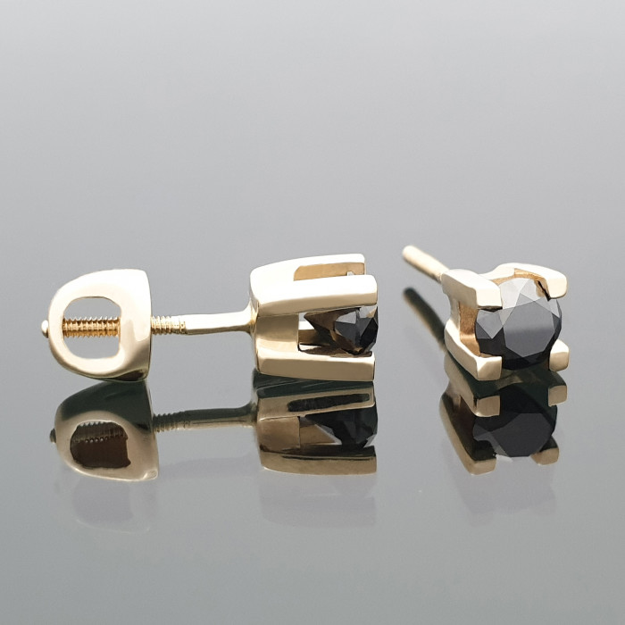 Auksiniai auskarai su juodais deimantais (au217)
