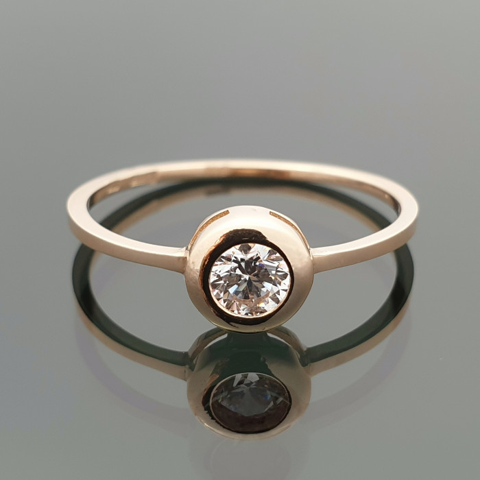 Auksinis žiedas su cirkonio akute (914)