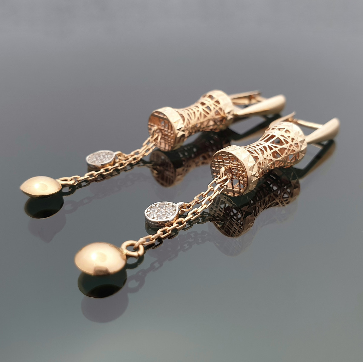  Long earrings decorated with zircons (198)