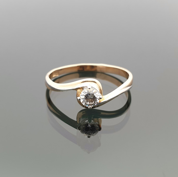 Auksinis sužadėtuvių žiedas dekoruotas cirkonio akute (168)