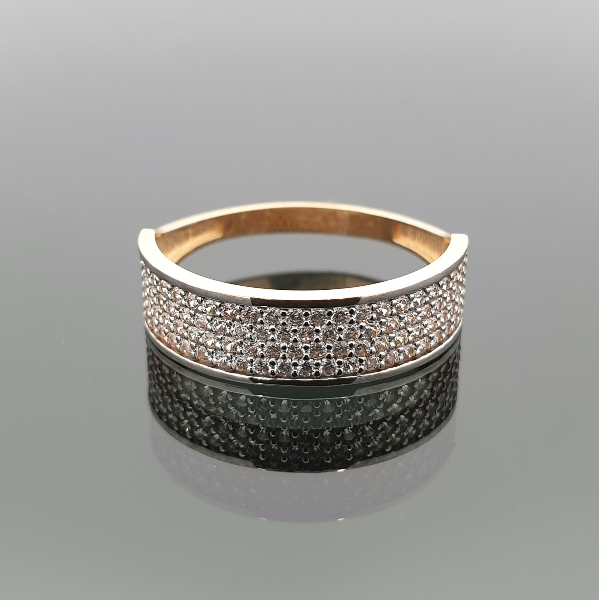 Auksinis žiedas dekoruotas cirkonio akutėmis (409) 1